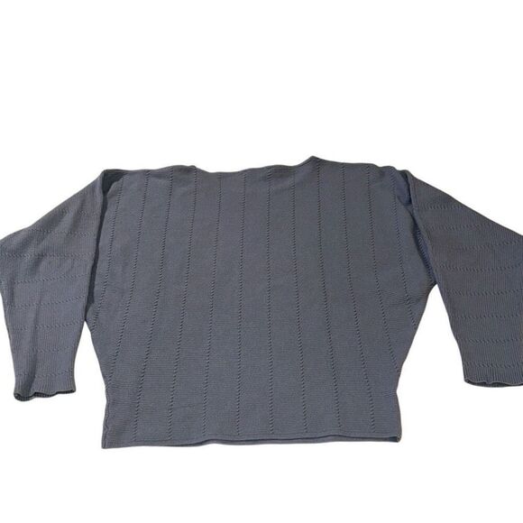 Cyrus Dusty Blue Batwing Dolman Sleeve Textured Knit Sweater Ladies Small - Picture 2 of 8